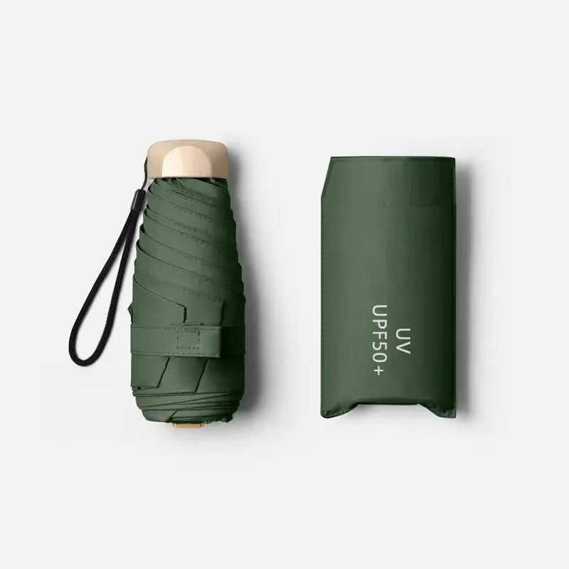 1Pc 55% off Mini Sun Umbrella Pocket Rain Umbrella Vinyl Folding UV Ultraviolet Protection Sun Shade Pocket Parasol Capsule
