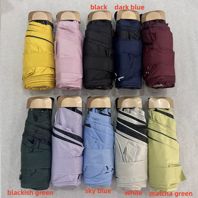1Pc 55% off Mini Sun Umbrella Pocket Rain Umbrella Vinyl Folding UV Ultraviolet Protection Sun Shade Pocket Parasol Capsule