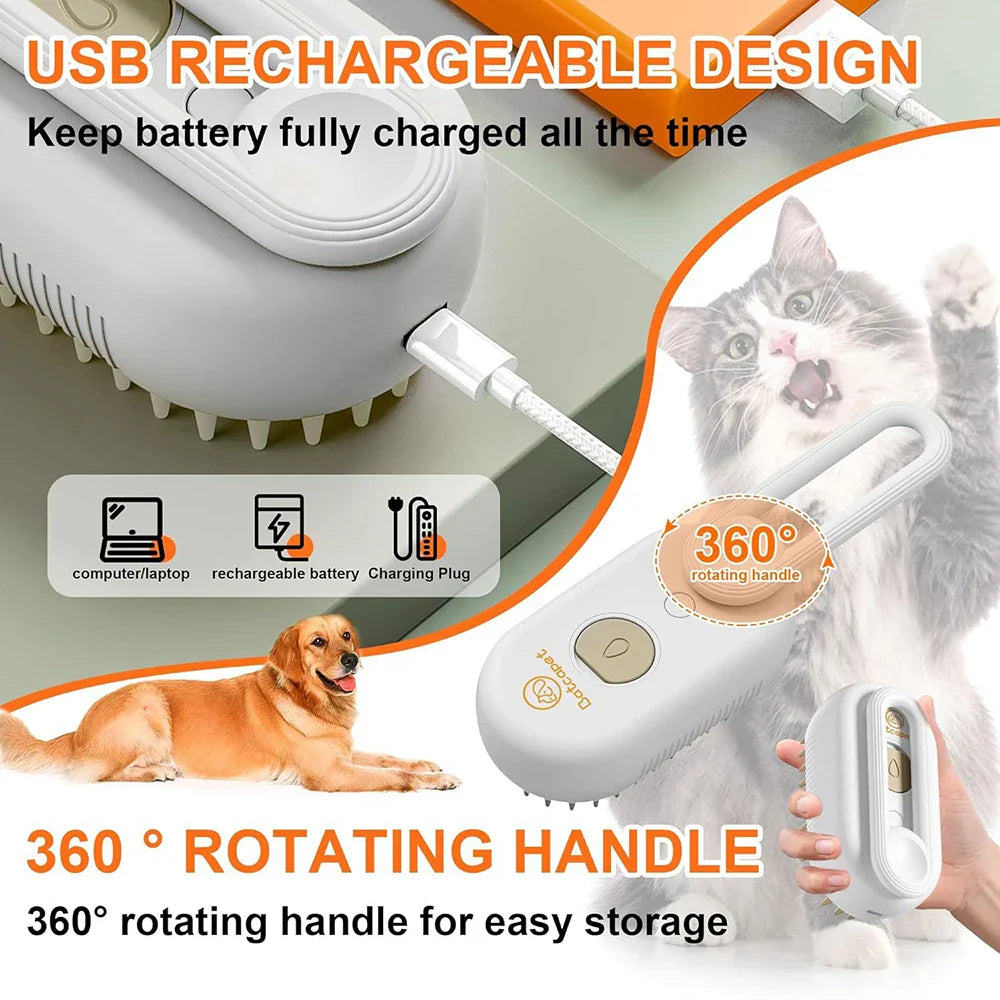 3-in-1 Steamy Pet Brush – Groom, Steam & Shine Instantly!