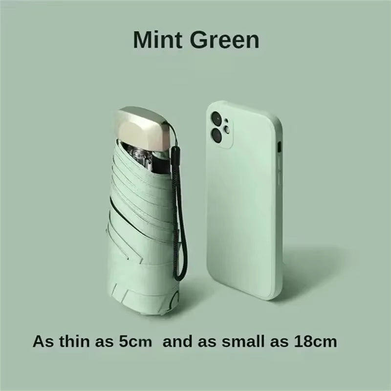 1Pc 55% off Mini Sun Umbrella Pocket Rain Umbrella Vinyl Folding UV Ultraviolet Protection Sun Shade Pocket Parasol Capsule