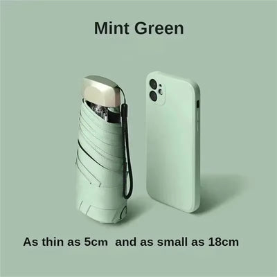 1Pc 55% off Mini Sun Umbrella Pocket Rain Umbrella Vinyl Folding UV Ultraviolet Protection Sun Shade Pocket Parasol Capsule