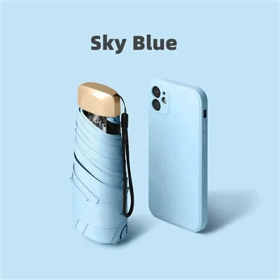 1Pc 55% off Mini Sun Umbrella Pocket Rain Umbrella Vinyl Folding UV Ultraviolet Protection Sun Shade Pocket Parasol Capsule
