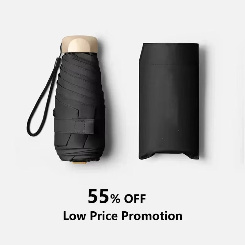 1Pc 55% off Mini Sun Umbrella Pocket Rain Umbrella Vinyl Folding UV Ultraviolet Protection Sun Shade Pocket Parasol Capsule